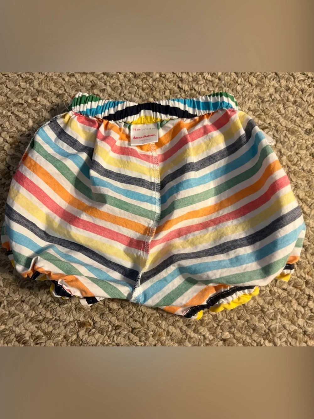 Hanna Andersson Rainbow Stripe Diaper Cover / Bloomers, Size 12-18mo